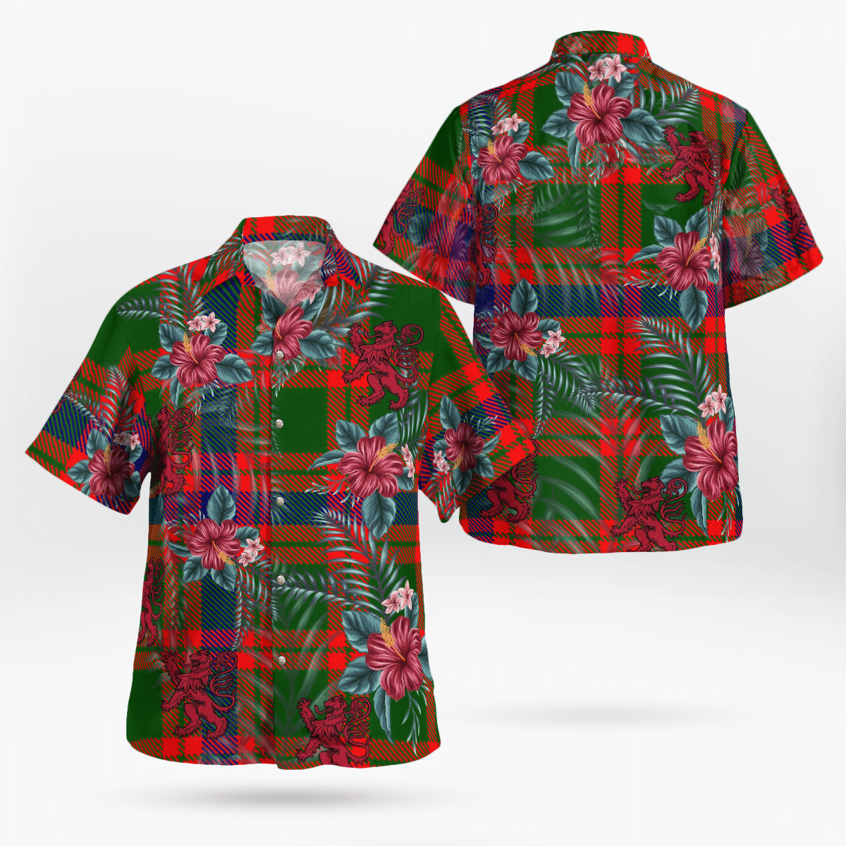 Clan Skene Modern Tartan Scottish Lion Hawaiian Shirt TS48 Skene Modern Tartan Tartan Hawaii Shirt   