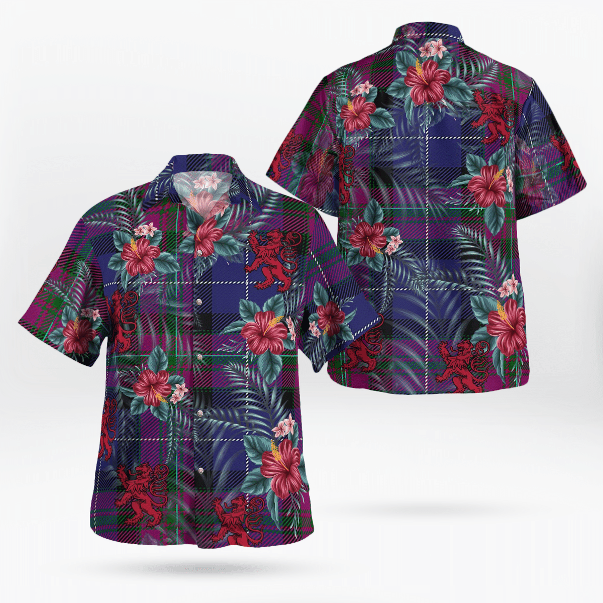 Clan Pride of Scotland Tartan Scottish Lion Hawaiian Shirt ID66 Pride of Scotland Tartan Tartan Hawaii Shirt   