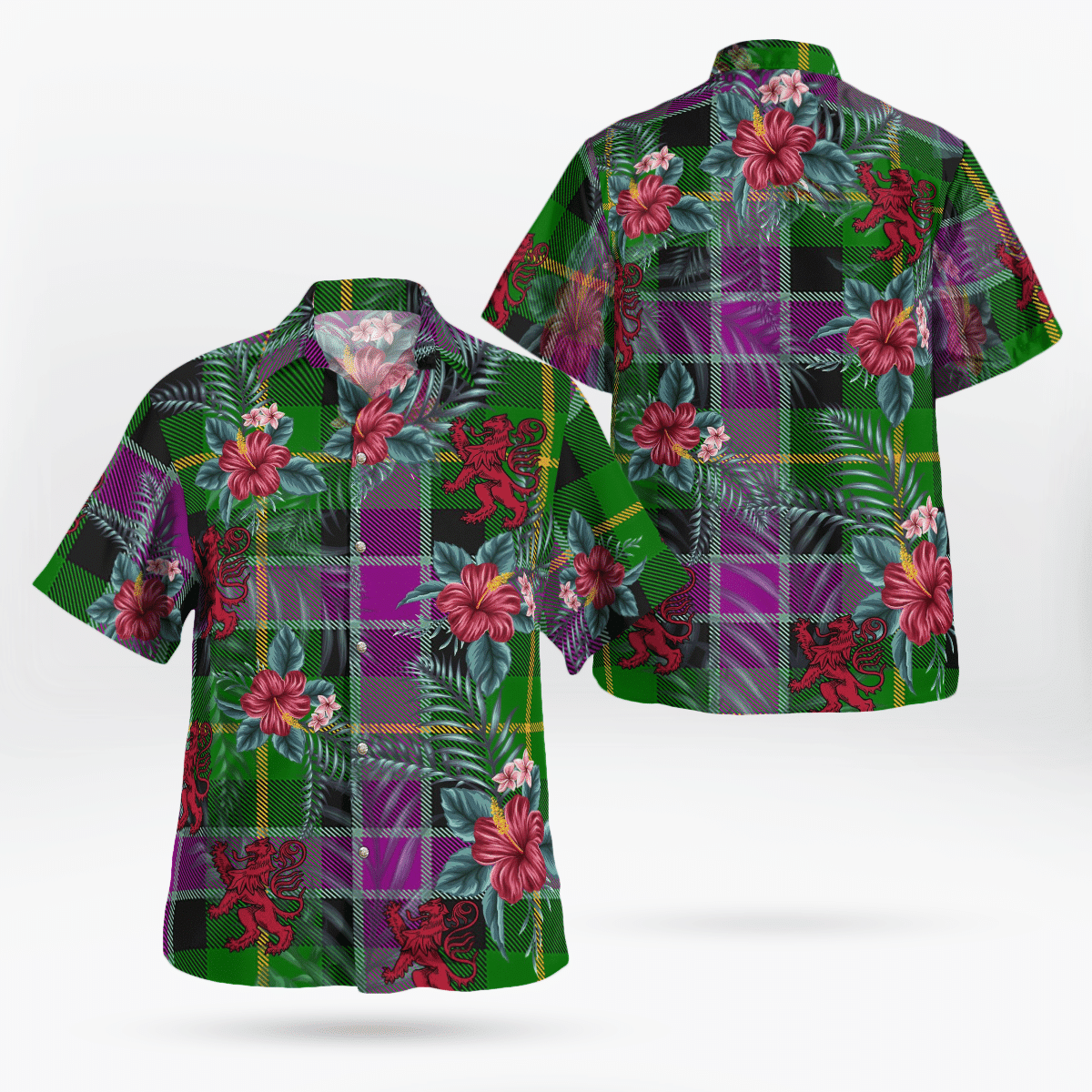 Clan Selkirk Tartan Scottish Lion Hawaiian Shirt RZ50 Selkirk Tartan Tartan Hawaii Shirt   