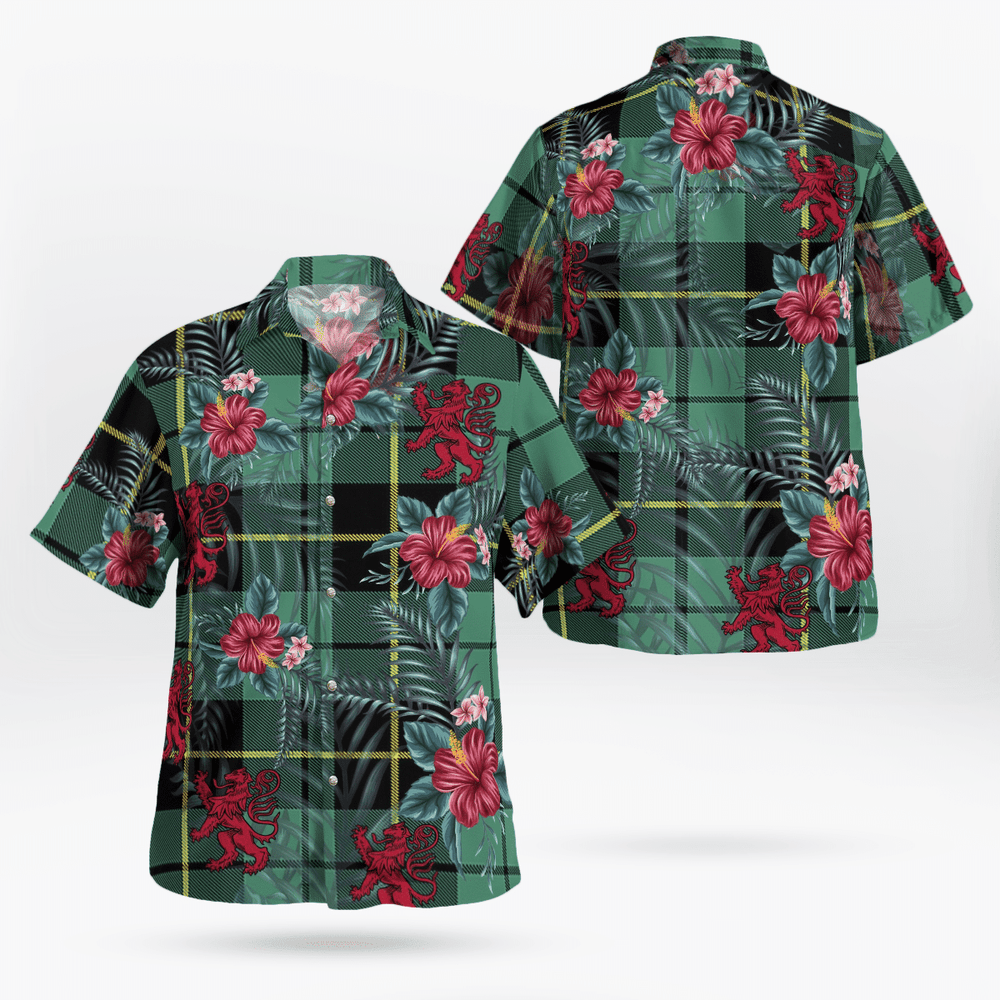 Clan Wallace Hunting Ancient Tartan Scottish Lion Hawaiian Shirt FH97 Wallace Hunting Ancient Tartan Tartan Hawaii Shirt   