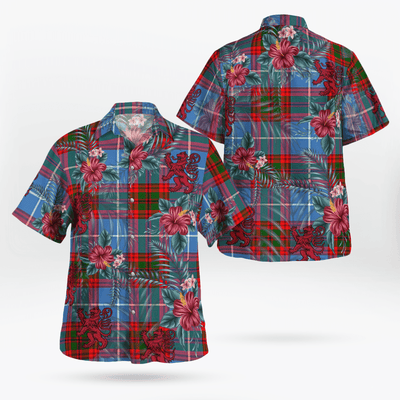 Clan Skirving (Edinburgh) Tartan Scottish Lion Hawaiian Shirt