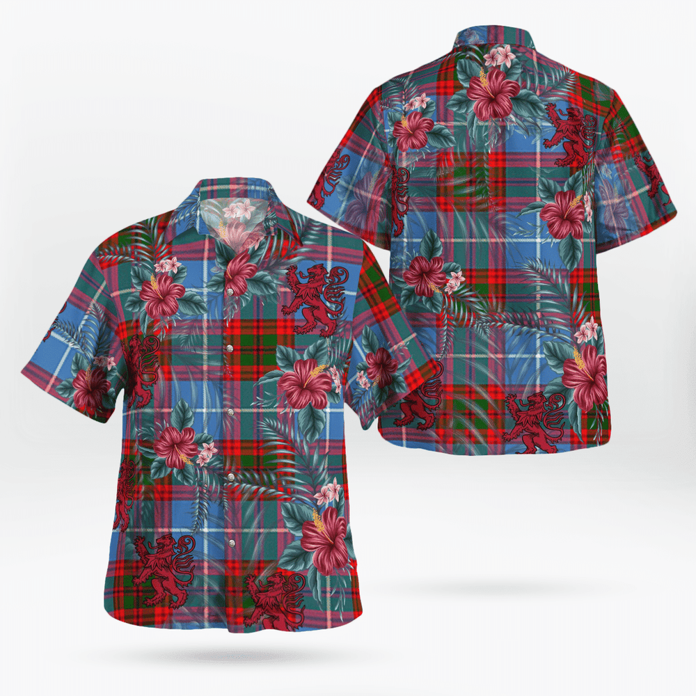 Clan Skirving (Edinburgh) Tartan Scottish Lion Hawaiian Shirt RI10 Skirving (Edinburgh) Tartan Tartan Hawaii Shirt   