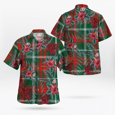 Clan Prince of Wales Tartan Scottish Lion Hawaiian Shirt