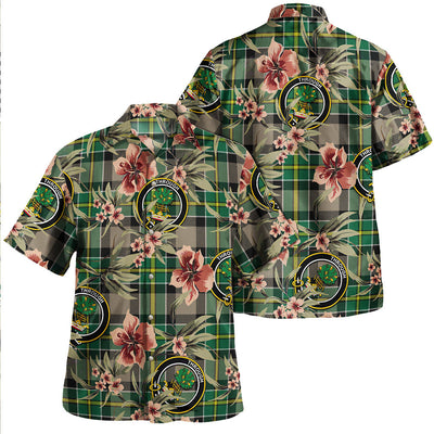 Hamilton of Brandon Modern Tartan Clan Crest Badge Aloha Hawaiian Shirt Tropical Old Style PT44