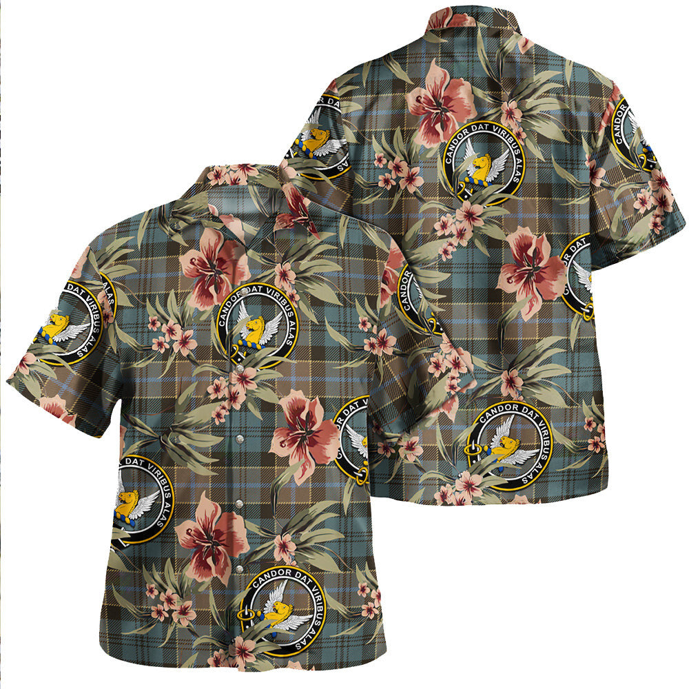 Clan Hogarth Weathered Tartan Crest Badge Aloha Hawaiian Shirt Tropical Old Style AT14 Hogarth Weathered Tartan Tartan Today   