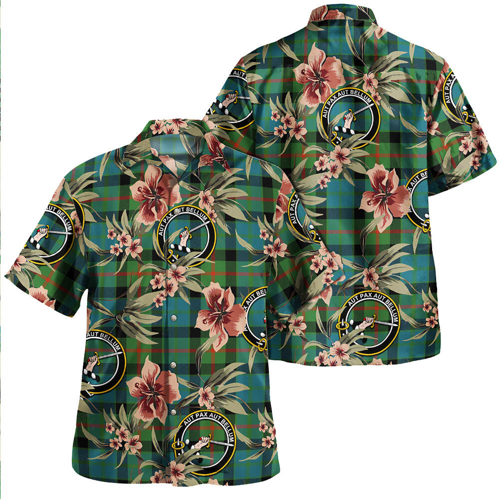 Clan Gunn Ancient Tartan Crest Badge Aloha Hawaiian Shirt Tropical Old Style PY70 Gunn Ancient Tartan Tartan Today   