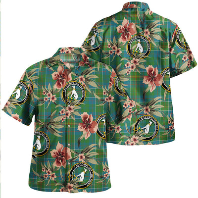 Clan Hunter of Hunterston (Michael of Hunterston) Ancient Tartan Crest Badge Aloha Hawaiian Shirt Tropical Old Style