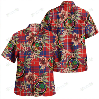 Clan Hamilton Modern Tartan Crest Badge Aloha Hawaiian Shirt Tropical Old Style XS16