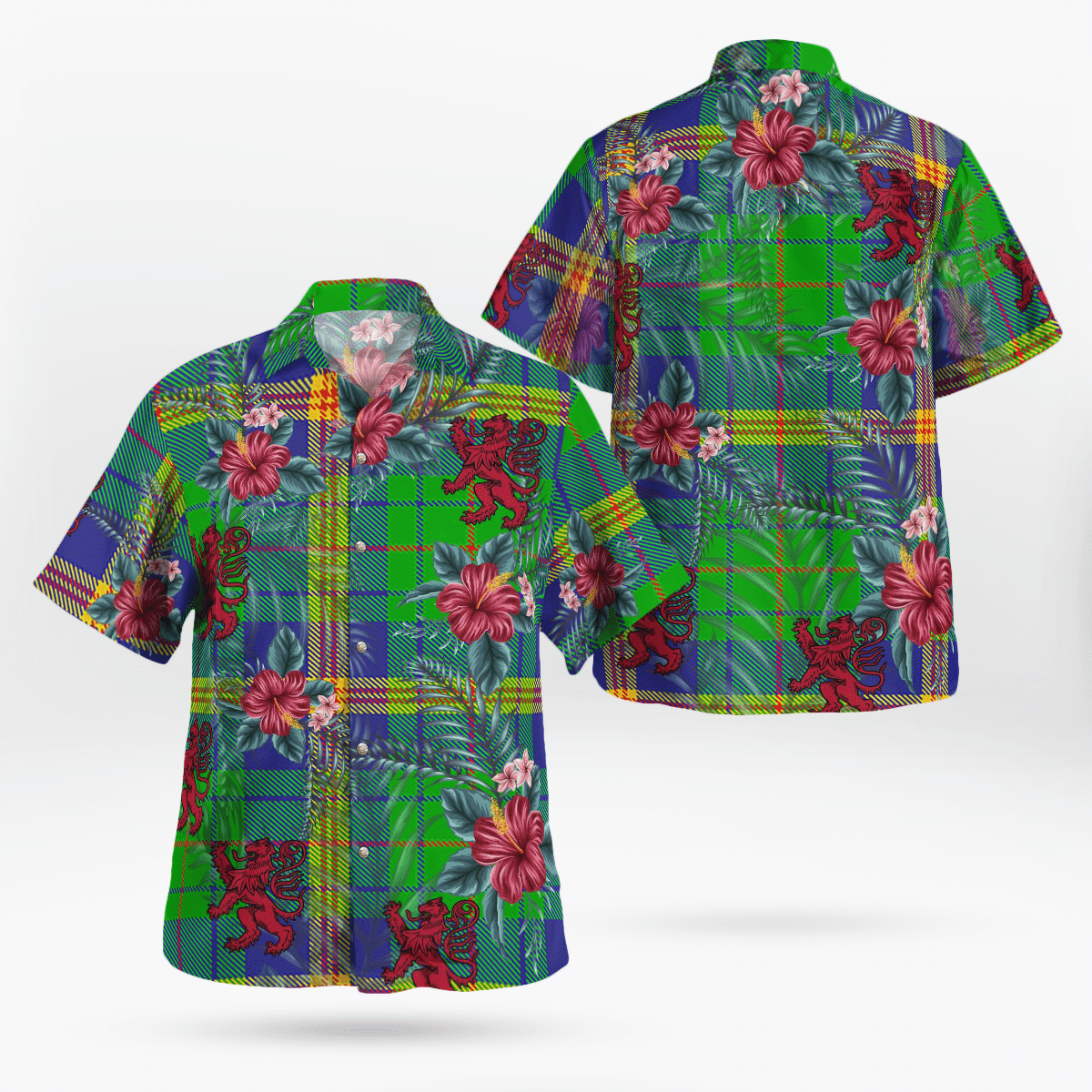 Clan New Mexico Tartan Scottish Lion Hawaiian Shirt UP86 New Mexico Tartan Tartan Hawaii Shirt   
