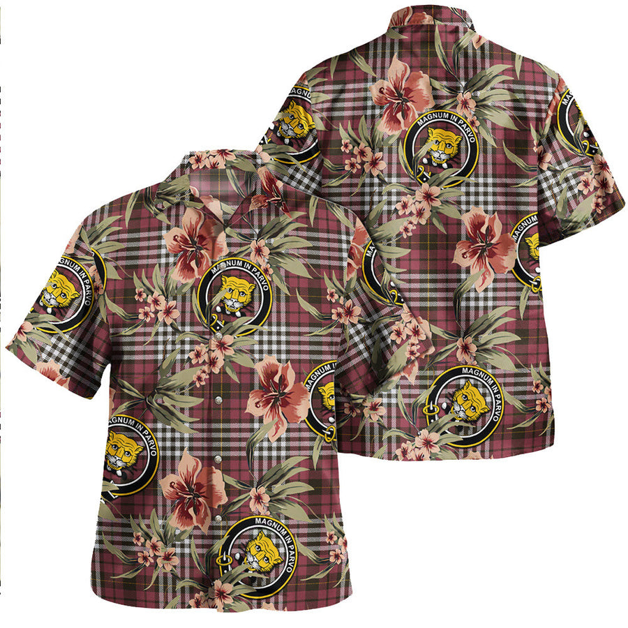 Clan Little of Morton Rigg Weathered Tartan Crest Badge Aloha Hawaiian Shirt Tropical Old Style
