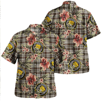Clan Little Arisaid Weathered Tartan Crest Badge Aloha Hawaiian Shirt Tropical Old Style