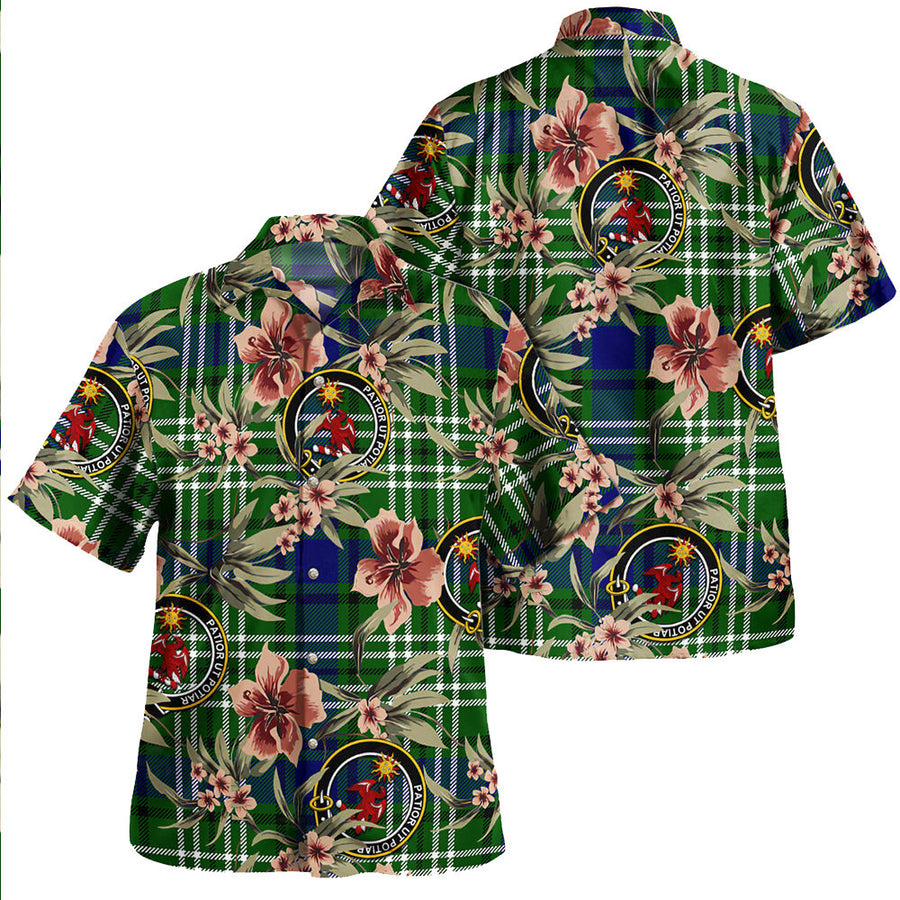 Clan Spottiswood Tartan Crest Badge Aloha Hawaiian Shirt Tropical Old Style