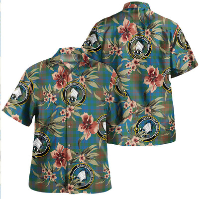 Clan Tennant Yules Ancient Tartan Crest Badge Aloha Hawaiian Shirt Tropical Old Style