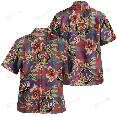 Clan Skene of Cromar Weathered Tartan Crest Badge Aloha Hawaiian Shirt Tropical Old Style NA17