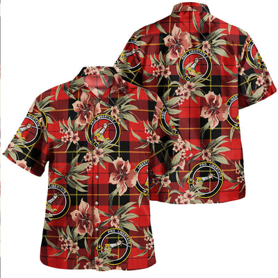 Clan Wallace (Wallas) Modern Tartan Crest Badge Aloha Hawaiian Shirt Tropical Old Style JV23