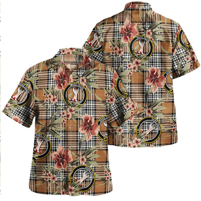 Clan Napier Rose Modern Tartan Crest Badge Aloha Hawaiian Shirt Tropical Old Style