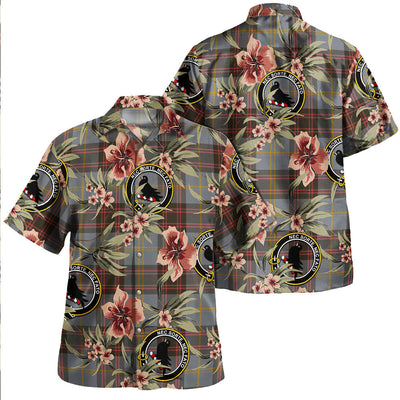 Clan Rutherford Weathered Tartan Crest Badge Aloha Hawaiian Shirt Tropical Old Style