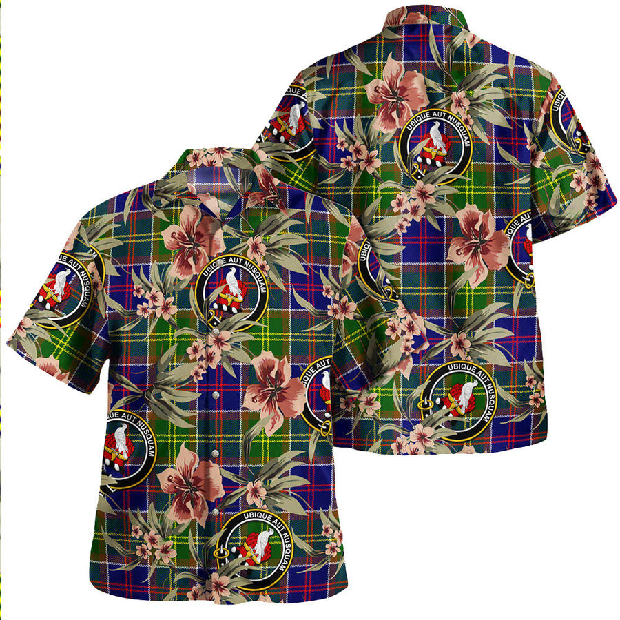 Clan Whitefoord Modern Tartan Crest Badge Aloha Hawaiian Shirt Tropical Old Style
