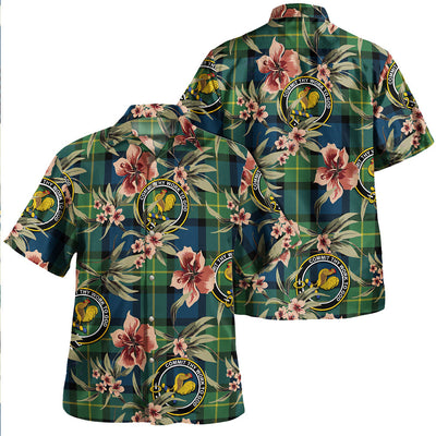 Clan Sinclair of Ulster Modern Tartan Crest Badge Aloha Hawaiian Shirt Tropical Old Style VA75