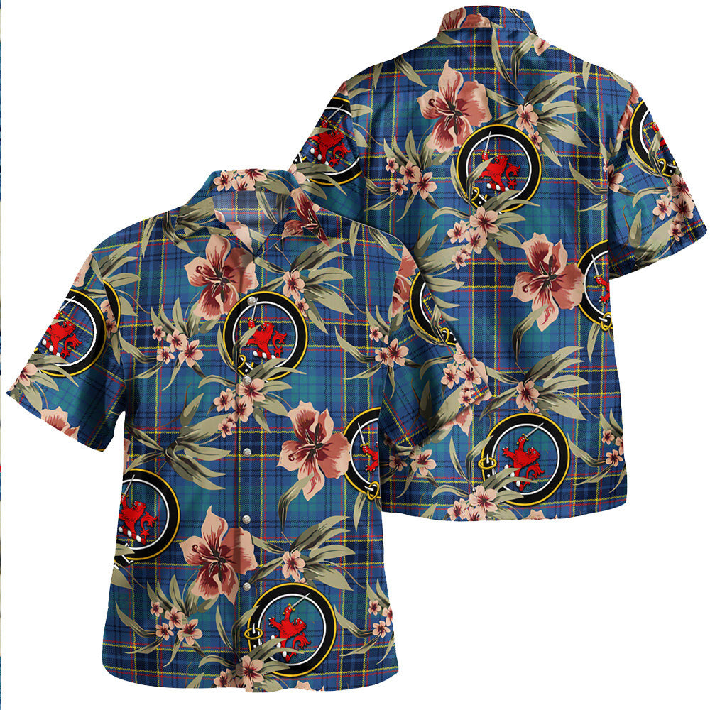 Clan Dempster Modern Tartan Crest Badge Aloha Hawaiian Shirt Tropical Old Style AX22 Dempster Modern Tartan Tartan Today   