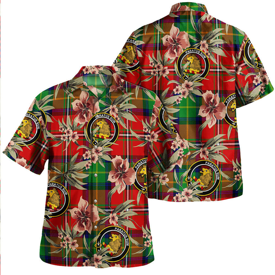 Clan Fairlie Modern Tartan Crest Badge Aloha Hawaiian Shirt Tropical Old Style