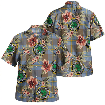 Clan Irvine of Bonshaw Weathered Tartan Crest Badge Aloha Hawaiian Shirt Tropical Old Style RY69