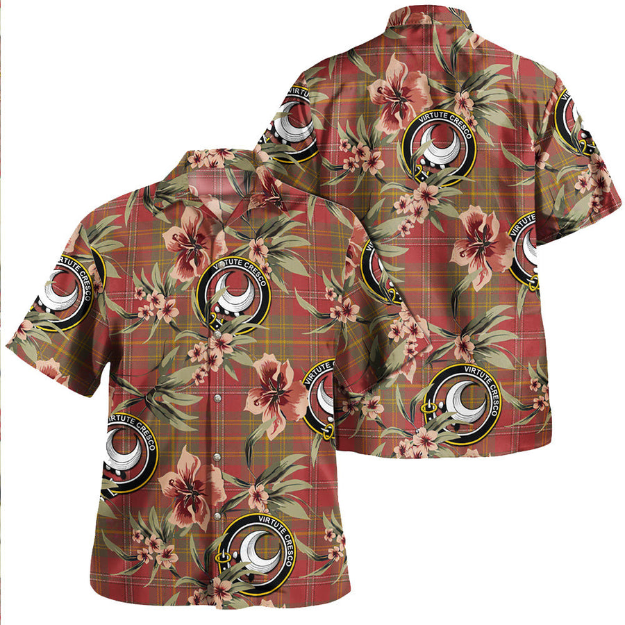 Clan Leask Weathered Tartan Crest Badge Aloha Hawaiian Shirt Tropical Old Style