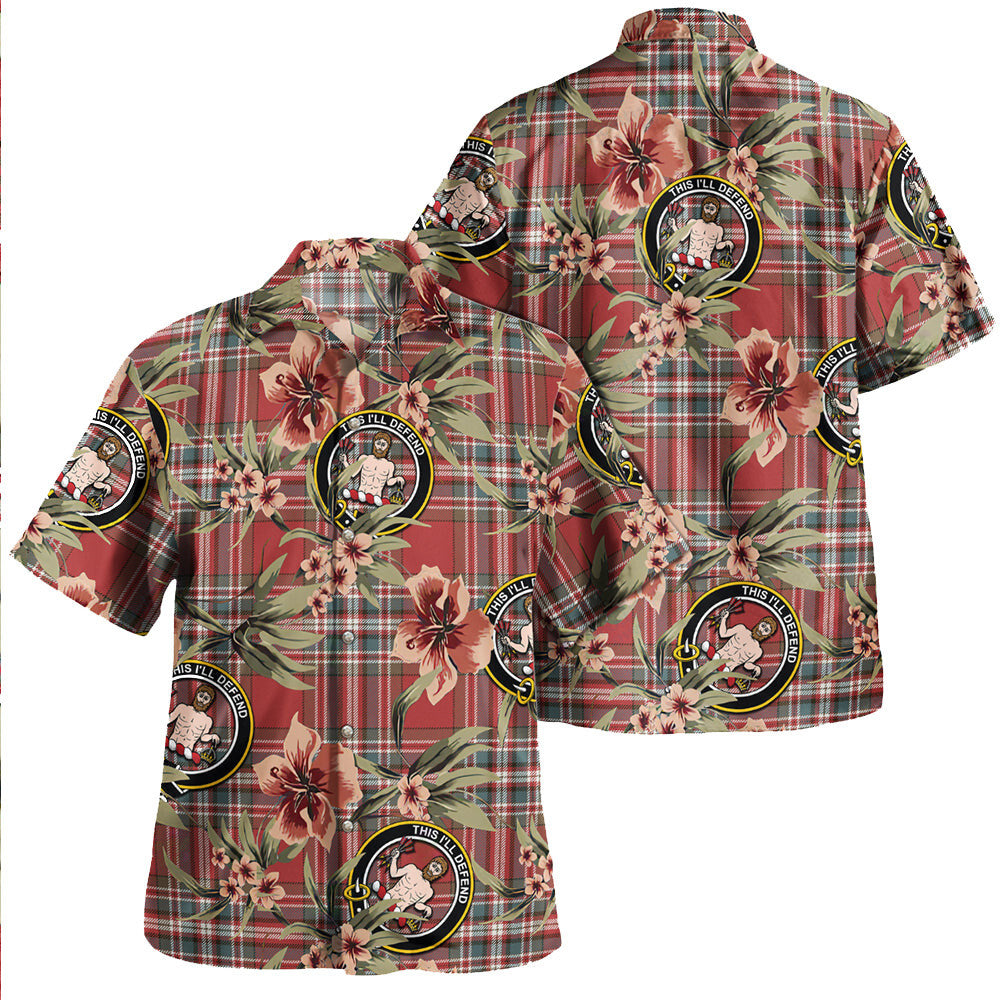 Clan MacFarlane Red Weathered Tartan Crest Badge Aloha Hawaiian Shirt Tropical Old Style LR13 MacFarlane Red Weathered Tartan Tartan Today   