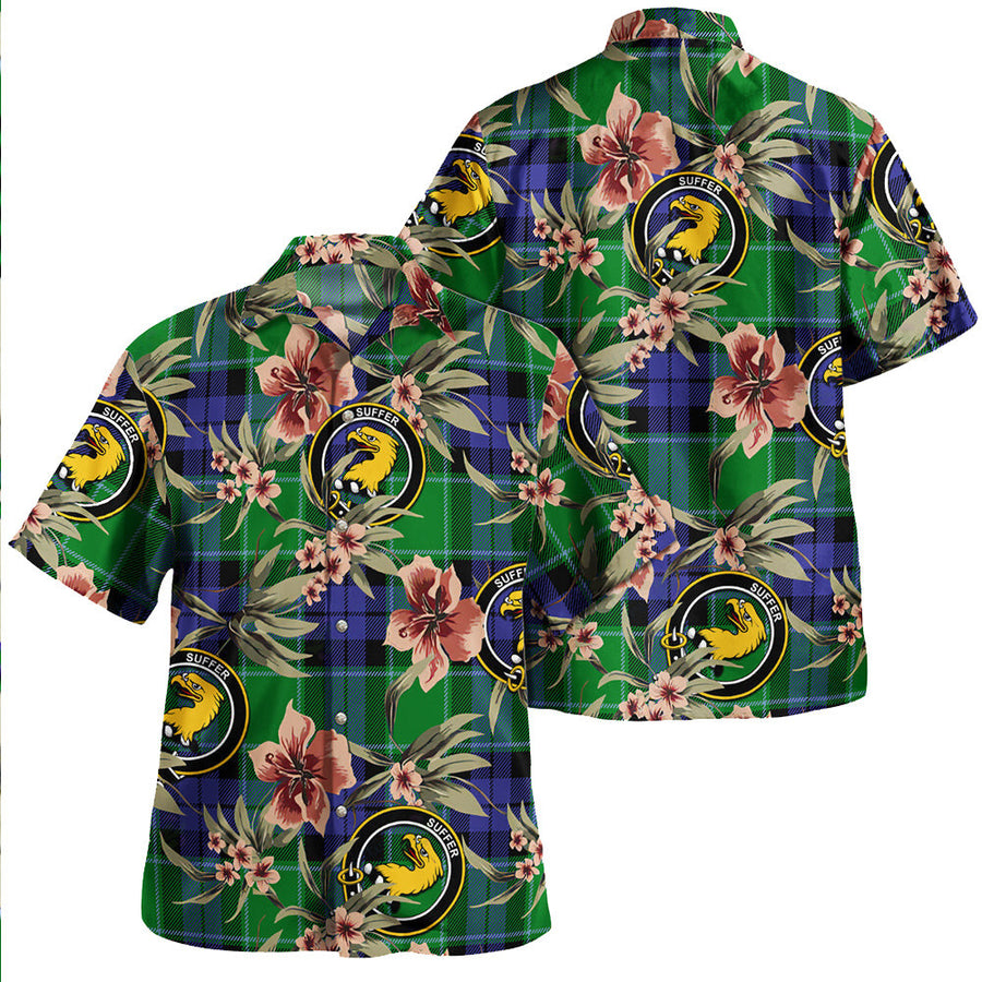 Clan Haldane Tartan Crest Badge Aloha Hawaiian Shirt Tropical Old Style