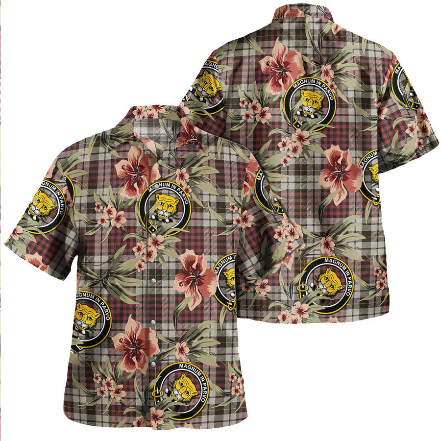 Clan Little Dress Weathered Tartan Crest Badge Aloha Hawaiian Shirt Tropical Old Style