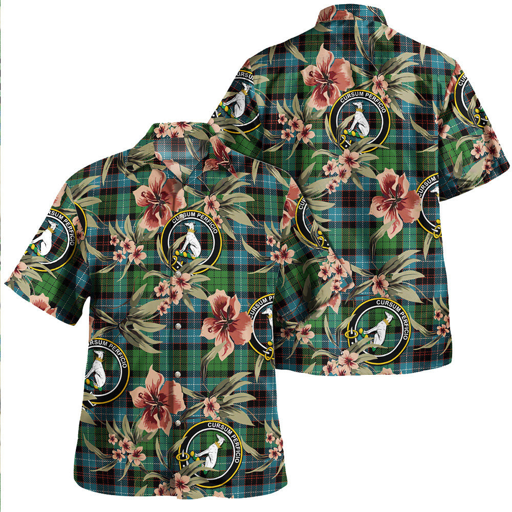 Clan Hunter of Peebleshire Ancient Tartan Crest Badge Aloha Hawaiian Shirt Tropical Old Style RB50 Hunter of Peebleshire Ancient Tartan Tartan Today   