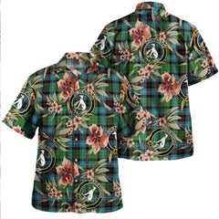 Clan Hunter of Peebleshire Ancient Tartan Crest Badge Aloha Hawaiian Shirt Tropical Old Style RB50 Hunter of Peebleshire Ancient Tartan Tartan Today   