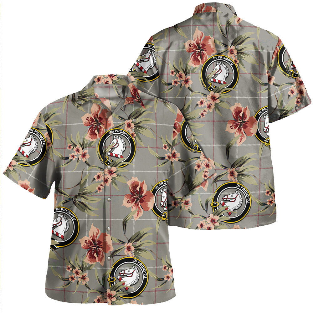 Clan Dunbar of Pitgaveny Tartan Crest Badge Aloha Hawaiian Shirt Tropical Old Style WT63 Dunbar of Pitgaveny Tartan Tartan Today   