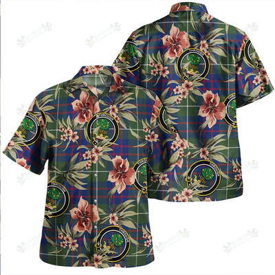 Hamilton of Clayton Modern Tartan Clan Crest Badge Aloha Hawaiian Shirt Tropical Old Style FB86