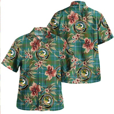 Clan Edmonstone Modern Tartan Crest Badge Aloha Hawaiian Shirt Tropical Old Style