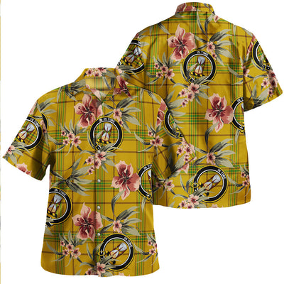 Clan Houston Tartan Crest Badge Aloha Hawaiian Shirt Tropical Old Style