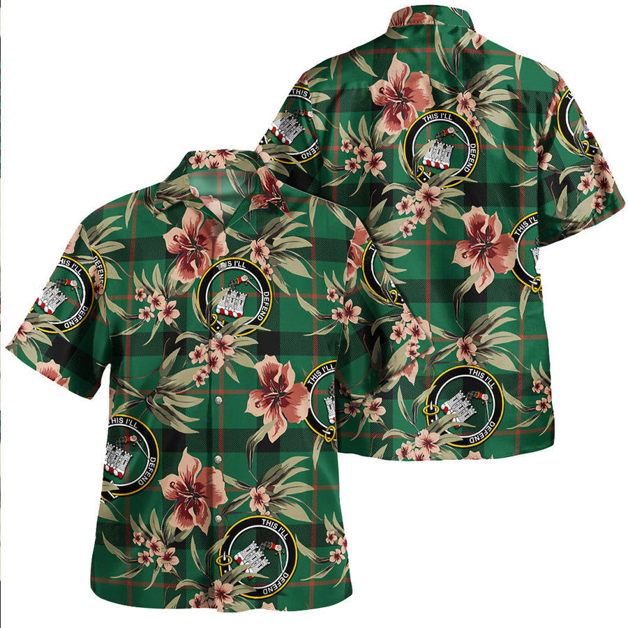 Clan Kincaid Modern Tartan Crest Badge Aloha Hawaiian Shirt Tropical Old Style