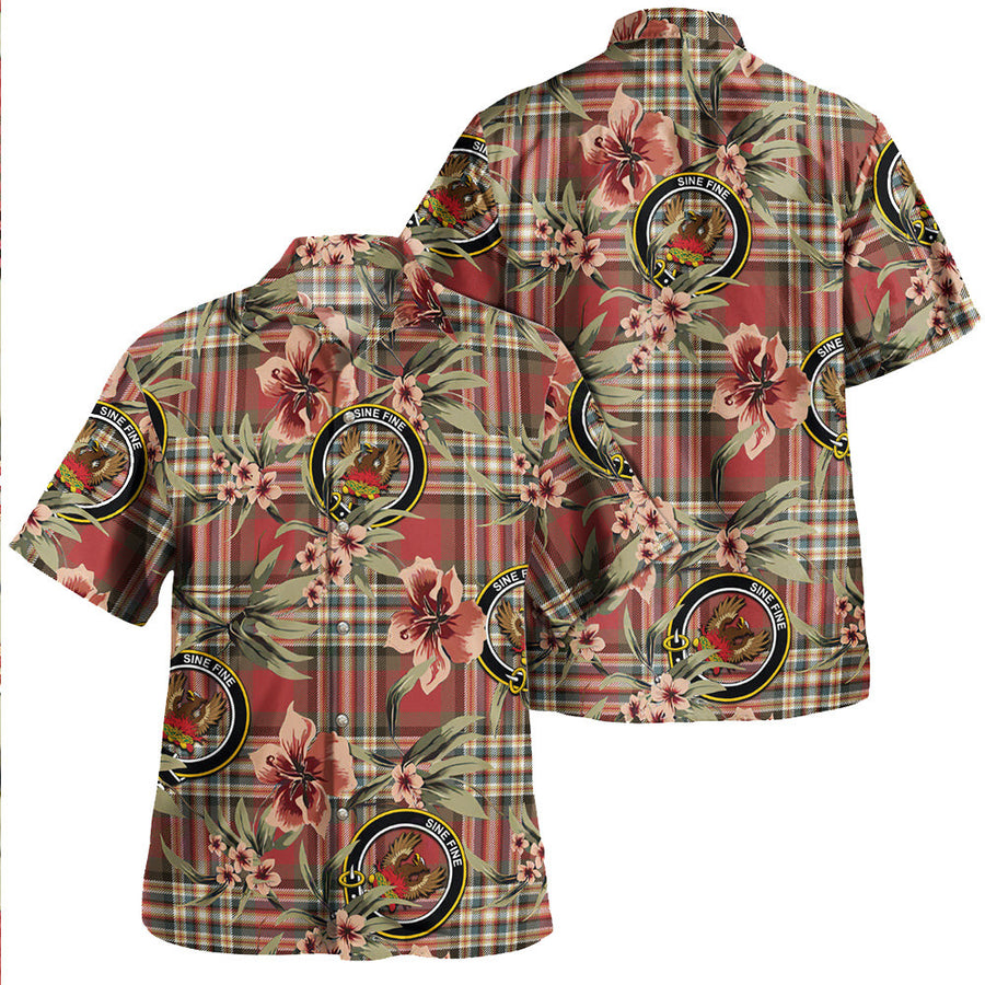 Clan MacGill Weathered Tartan Crest Badge Aloha Hawaiian Shirt Tropical Old Style