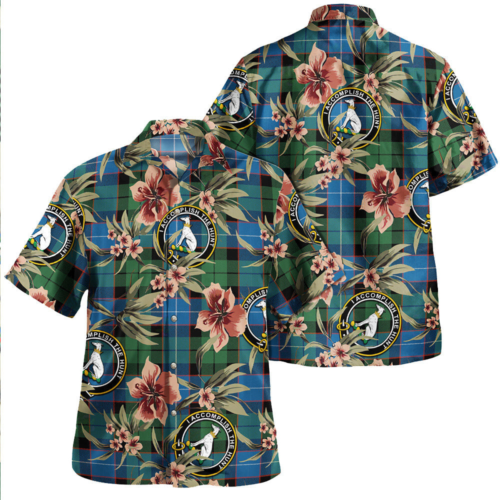 Clan Hunter (Michael) Ancient Tartan Crest Badge Aloha Hawaiian Shirt Tropical Old Style QS80 Hunter (Michael) Ancient Tartan Tartan Today   