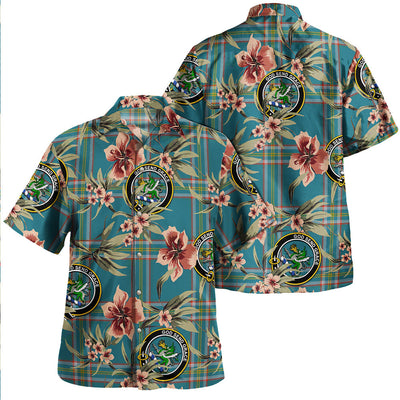 Crichton (Creighton) Ancient Tartan Clan Crest Badge Aloha Hawaiian Shirt Tropical Old Style