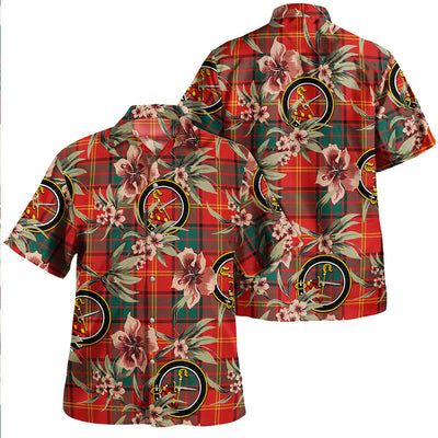 Clan Kirk Modern Tartan Crest Badge Aloha Hawaiian Shirt Tropical Old Style
