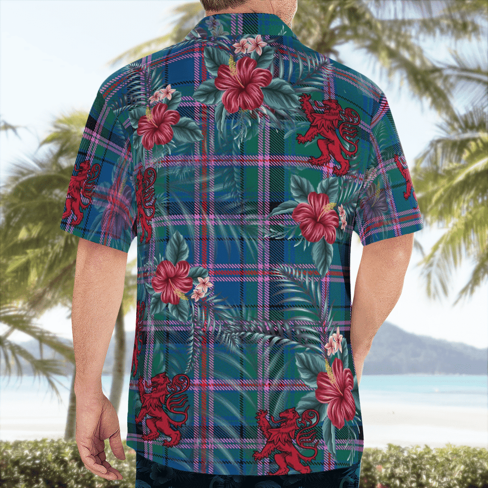 Clan Cooper Ancient  Tartan Scottish Lion Hawaiian Shirt QO29 Cooper Ancient Tartan Tartan Hawaii Shirt   
