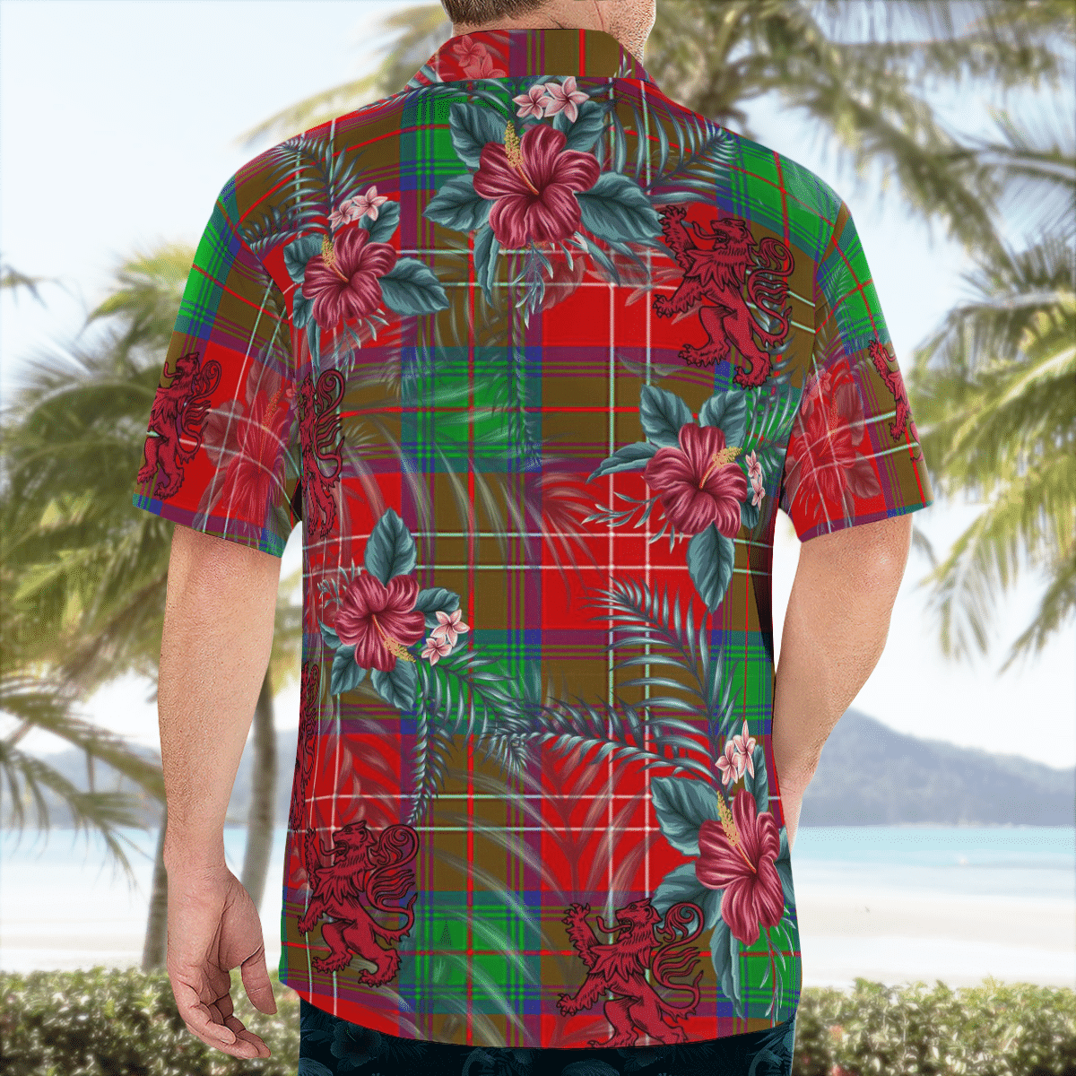 Clan Chisholm Tartan Scottish Lion Hawaiian Shirt KE74 Chisholm Tartan Tartan Hawaii Shirt   