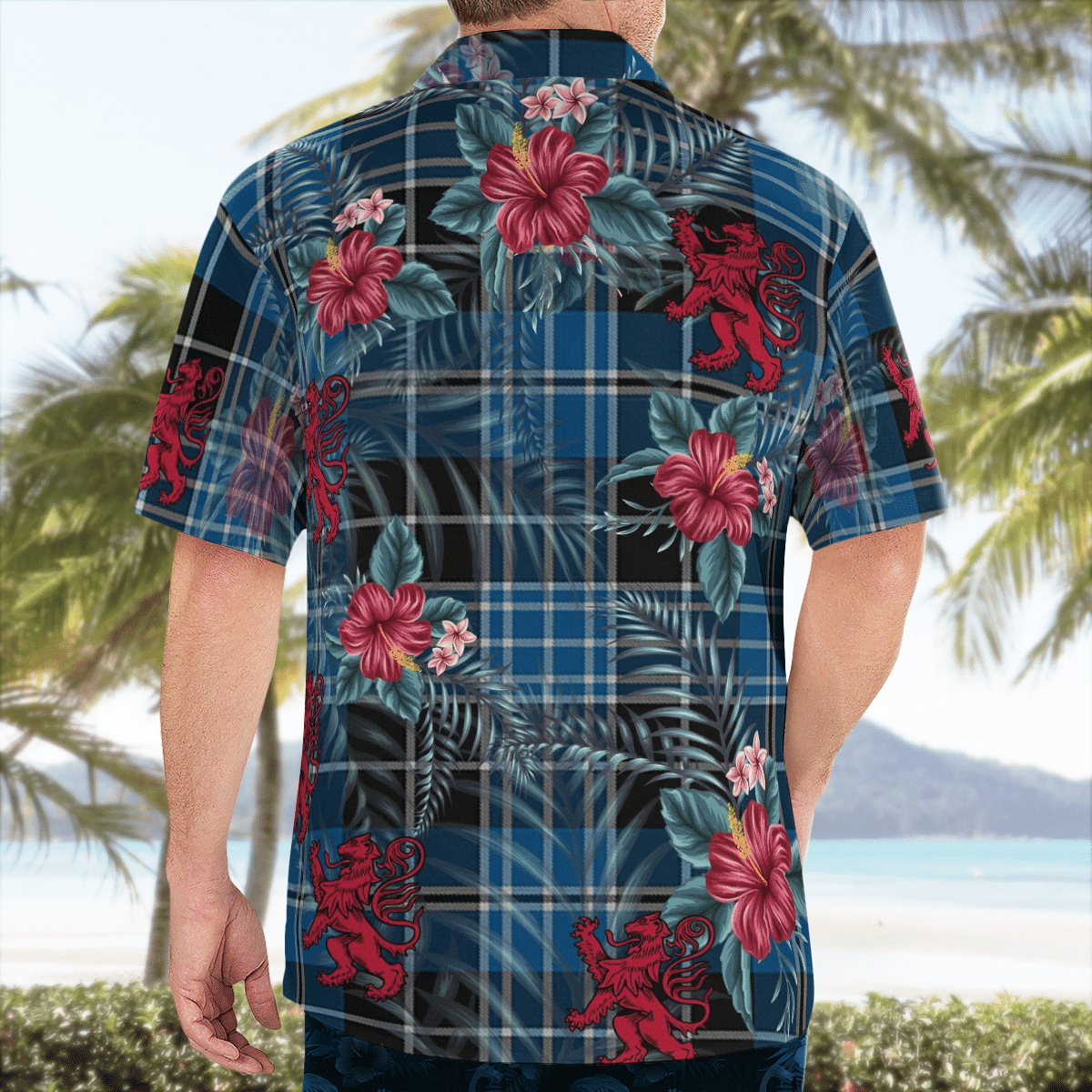 Clan Clergy Blue Tartan Scottish Lion Hawaiian Shirt MF54 Clergy Blue Tartan Tartan Hawaii Shirt   