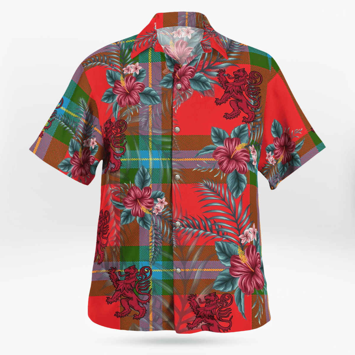 Clan MacLaine of Loch Buie Tartan Scottish Lion Hawaiian Shirt TO94 MacLaine of Loch Buie Tartan Tartan Hawaii Shirt   