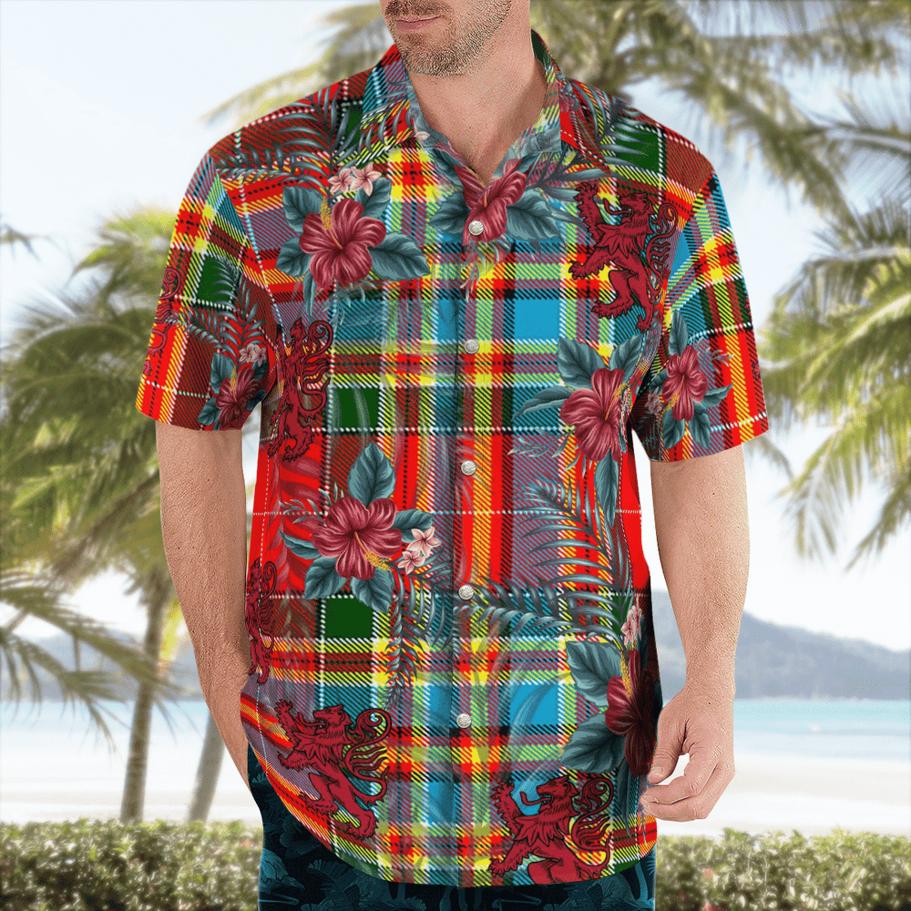 Clan Chattan Tartan Scottish Lion Hawaiian Shirt ZK99 Chattan Tartan Tartan Hawaii Shirt   