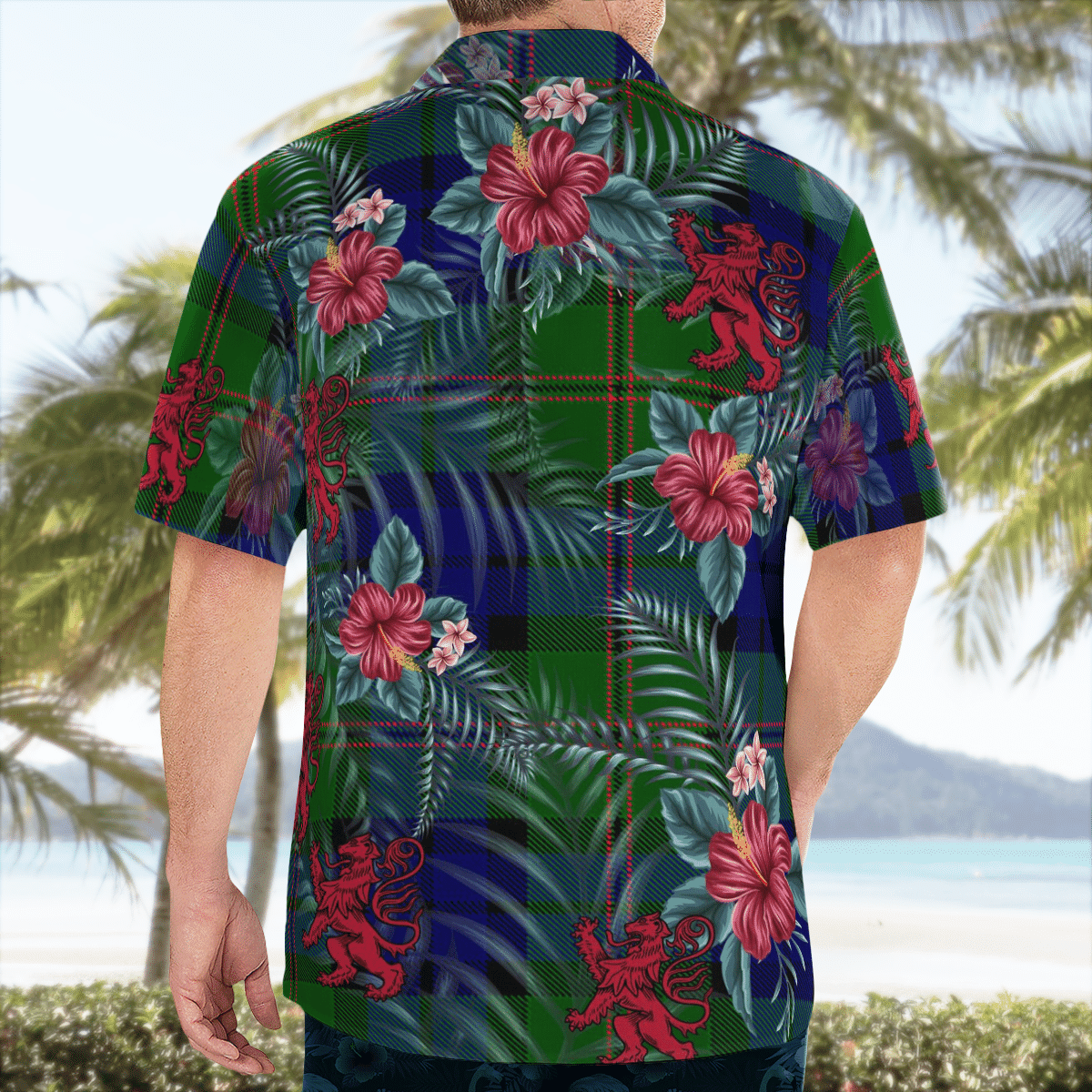 Clan Dundas Modern Tartan Scottish Lion Hawaiian Shirt FR27 Dundas Modern Tartan Tartan Hawaii Shirt   