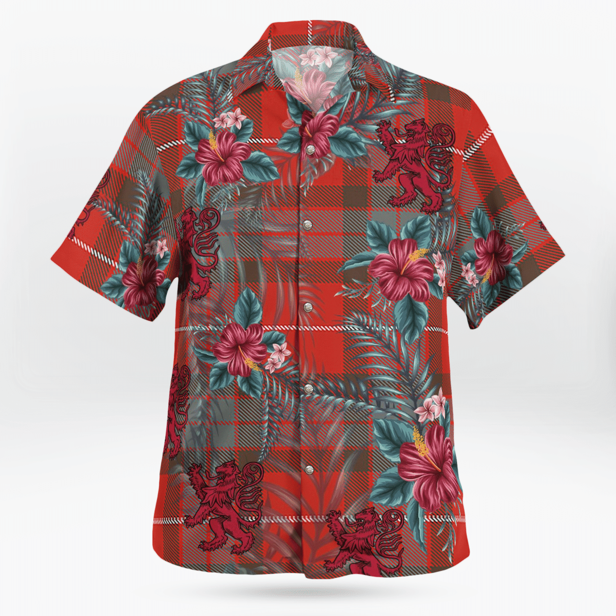 Clan Fraser Weathered Tartan Scottish Lion Hawaiian Shirt ZS15 Fraser Weathered Tartan Tartan Hawaii Shirt   