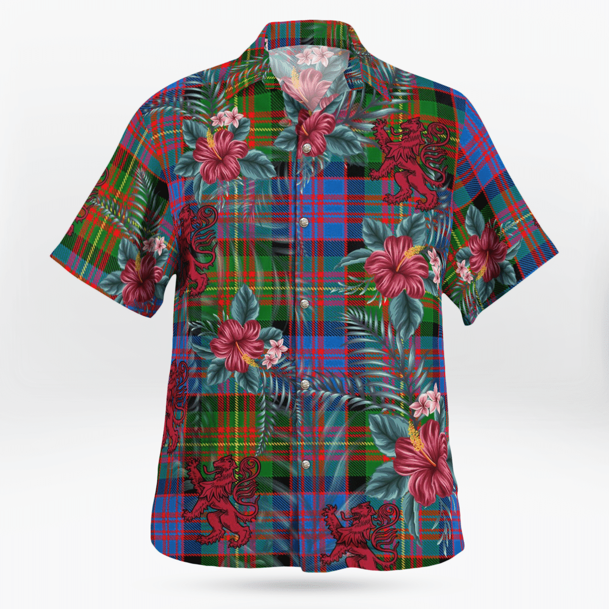 Clan Carnegie Ancient Tartan Scottish Lion Hawaiian Shirt RT38 Carnegie Ancient Tartan Tartan Hawaii Shirt   