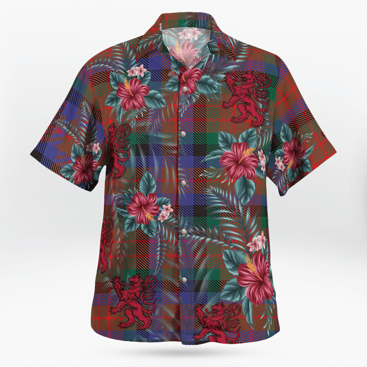 Clan MacDuff Hunting Modern Tartan Scottish Lion Hawaiian Shirt AS30 MacDuff Hunting Modern Tartan Tartan Hawaii Shirt   